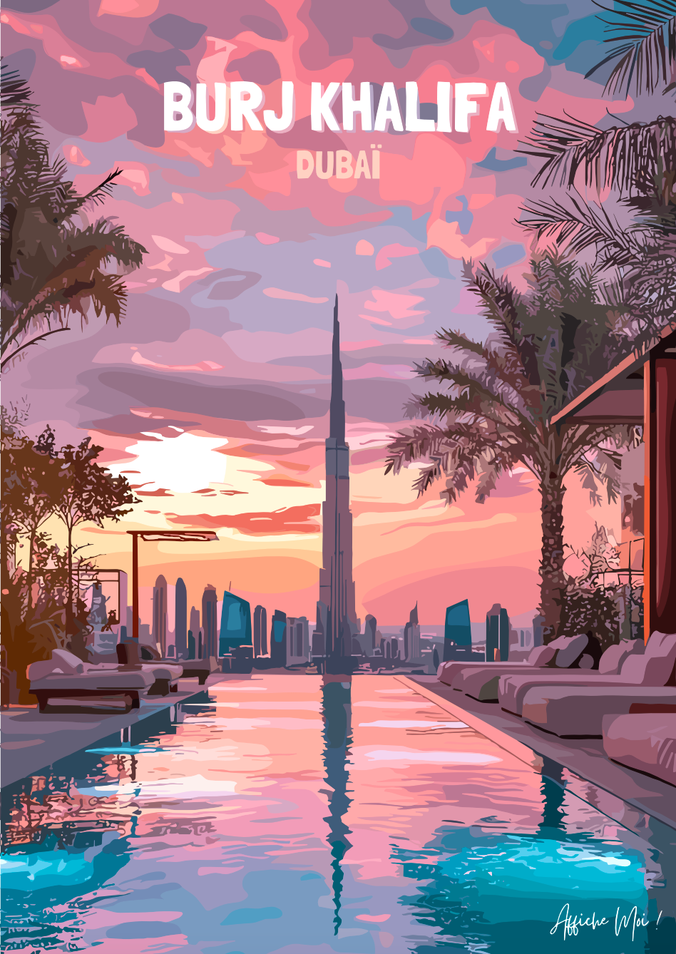 Affiche "Burj Khalifa au coucher de soleil" – Décoration murale moderne et luxueuse Ma boutique