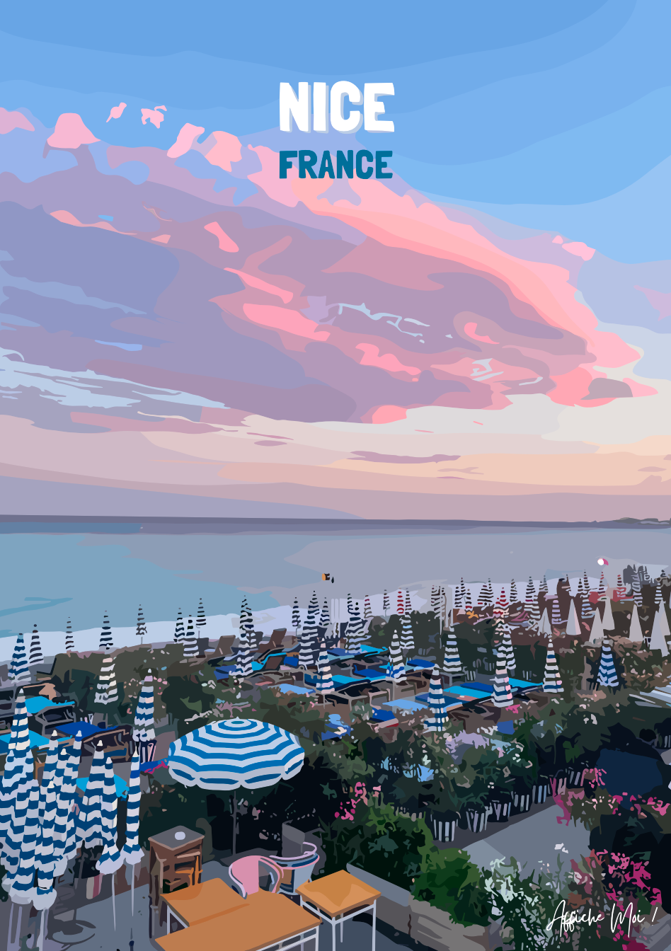 Affiche "Nice – Promenade des Anglais" – Évasion méditerranéenne Ma boutique