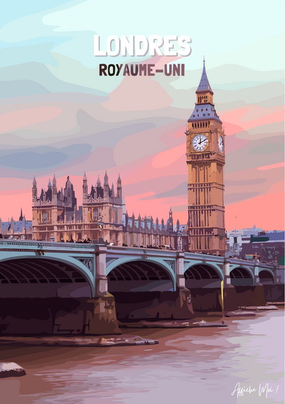 Affiche "Londres – Big Ben au coucher du soleil" – Une touche royale et intemporelle Ma boutique